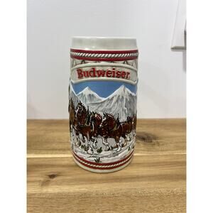 Vtg 1985 Budweiser Series 'A' Anheuser Busch Holiday Beer Stein Mug Clydesdale